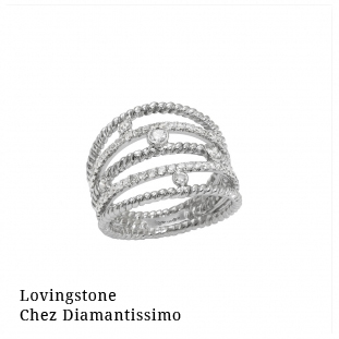 Lovingstone chez Diamantissimo Bague Diamini 5 rangs Or Blanc Diamants